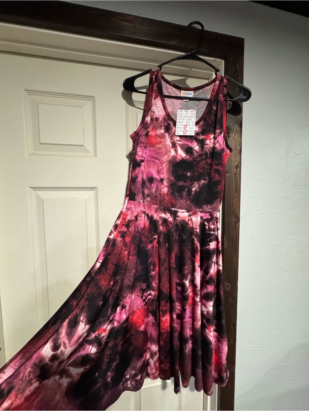 Tie-Dye Pink & Black High-Low Sleeveless Dress